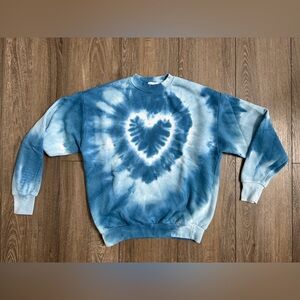 Blue Tie-Dye Heart Sweatshirt - Size XS